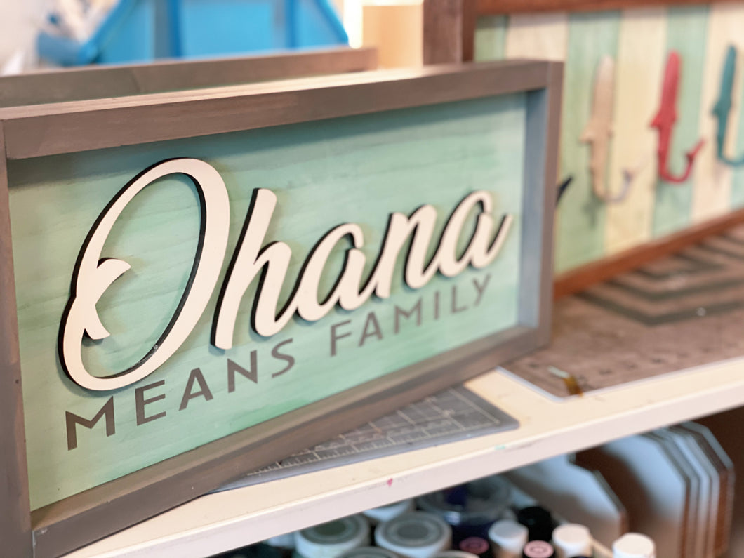 Ohana Means Family, beach themed Ohana sign  Lilo And Stitch