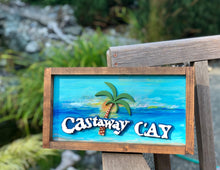 Load image into Gallery viewer, Tropical decor travel memories sign Castaway Cay Bahamas beach sign
