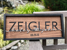 Load image into Gallery viewer, Family name sign 3d personalized wedding sign, anniversary or Valentine’s Day gift