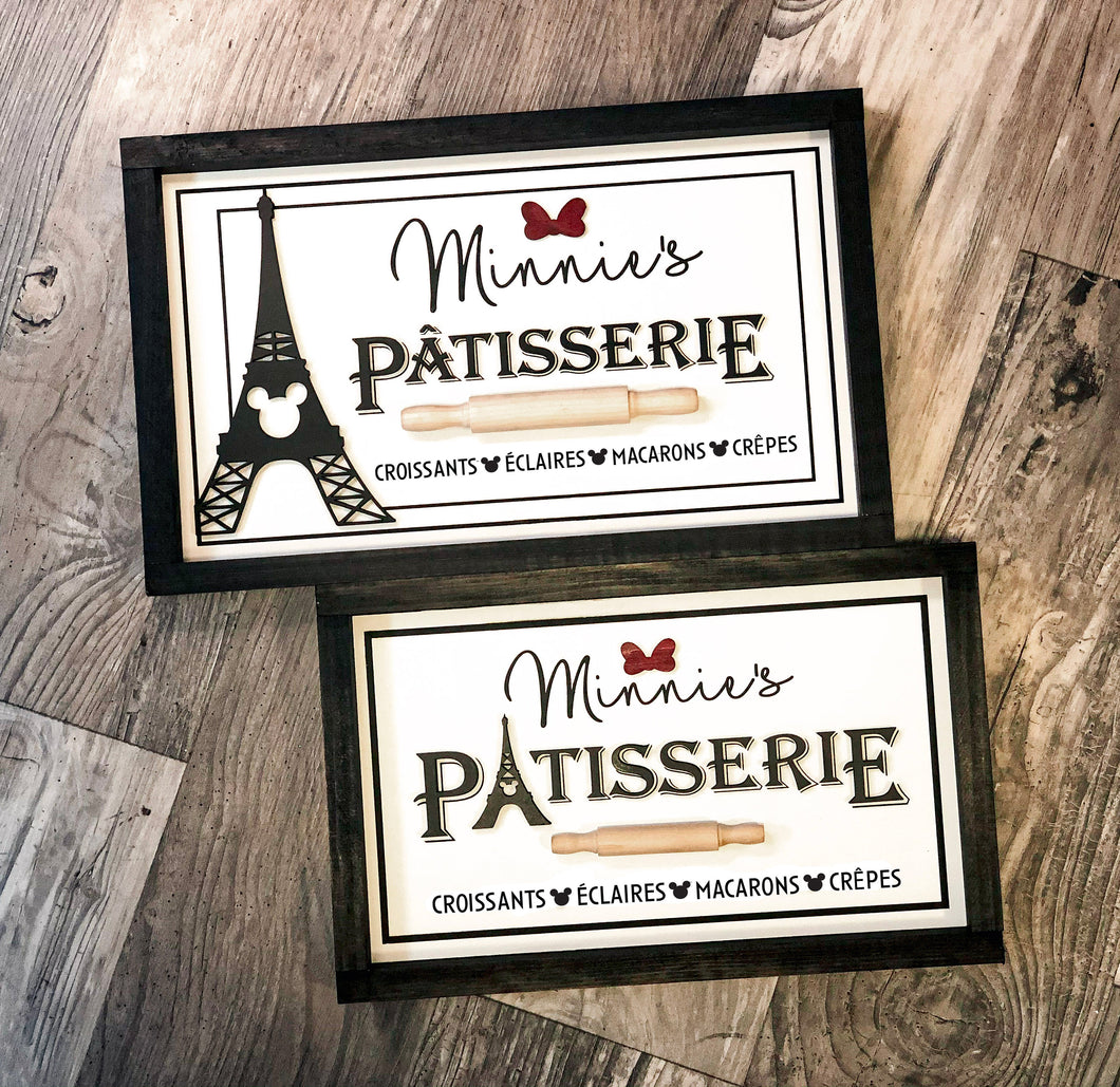 Minnie's Patisserie sign Minnie's Bake Shop Subtle Fan Art Kitchen home Decor,  Minnie Mouse Mainstreet French Decor Sign Fan Art Kitchen sign