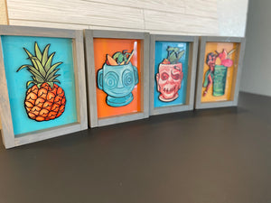 Trader Sams inspired Tiki Mug art, Hippopotomai Tai, Zombie, or fresh Pineapple, wall decor, Enchanted tiki room, Magical fan art decor your choice