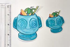 Hippopoto Mai Tai Trader Sams Tiki mug sticker, weather proof,  water resistant for laptops, Water bottles Magical fan art style Enchanted Tiki
