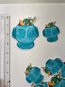 Hippopoto Mai Tai Trader Sams Tiki mug sticker, weather proof,  water resistant for laptops, Water bottles Magical fan art style Enchanted Tiki