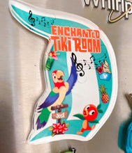 Load image into Gallery viewer, Enchanted Tiki Room refrigerator Magnet, Iconic Magical fan artland, orange Bird, Magical fan art cruise line door. Acrylic neodymium magnet