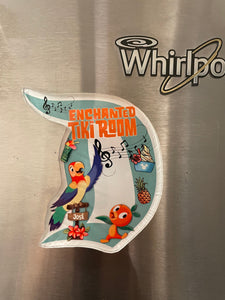 Enchanted Tiki Room refrigerator Magnet, Iconic Magical fan artland, orange Bird, Magical fan art cruise line door. Acrylic neodymium magnet