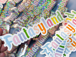 Fantasyland pastel Waterproof Sticker! Fun pastel colors in Classic Magical fan artland Style Marquee Lettering