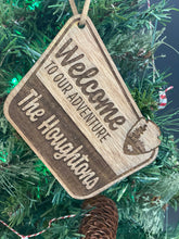 Load image into Gallery viewer, Vintage wood, National Park sign Personalized Christmas Ornament, Personalized Christmas gift ornament for Him, family name sign.