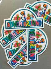 Load image into Gallery viewer, Rainbow Adventureland with Enchanted Tiki room Jose, Magical fan art Parks handdrawn art Waterproof Sticker for laptops, Water bottles, And Fun!