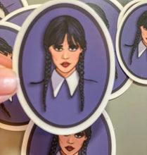 Load image into Gallery viewer, Wednesday Addams portrait style minimalist purple -  hand drawn LAMINATED Waterproof Sticker for laptops, Water bottles, And Fun!