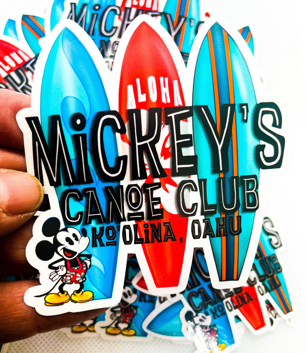 Mickeys Canoe Club, Travel Surf-art sticker Magical fan art Aulani Resort, Mickey Mouse surfboard vinyl, waterproof Sticker!